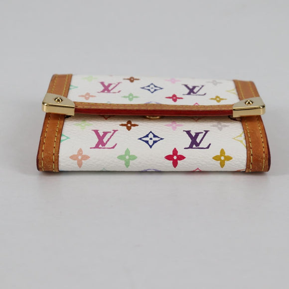 LOUIS VUITTON Multicolor Porte Monnaie Pla Coin Purse White M92657 Auth 140850V