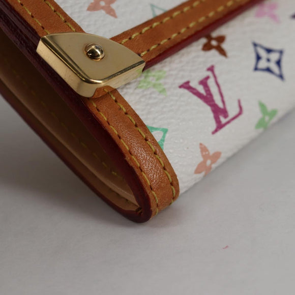 LOUIS VUITTON Multicolor Porte Monnaie Pla Coin Purse White M92657 Auth 140850V