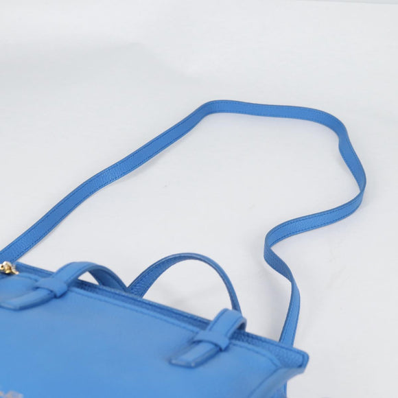 Salvatore Ferragamo Gancini Hand Bag Leather 2way Blue Gold Auth 140859V