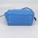 Salvatore Ferragamo Gancini Hand Bag Leather 2way Blue Gold Auth 140859V-5