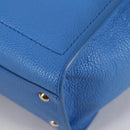 Salvatore Ferragamo Gancini Hand Bag Leather 2way Blue Gold Auth 140859V-15