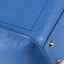 Salvatore Ferragamo Gancini Hand Bag Leather 2way Blue Gold Auth 140859V-16