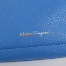 Salvatore Ferragamo Gancini Hand Bag Leather 2way Blue Gold Auth 140859V-18