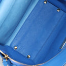 Salvatore Ferragamo Gancini Hand Bag Leather 2way Blue Gold Auth 140859V-11