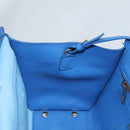 Salvatore Ferragamo Gancini Hand Bag Leather 2way Blue Gold Auth 140859V-22