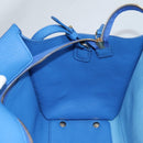 Salvatore Ferragamo Gancini Hand Bag Leather 2way Blue Gold Auth 140859V-23