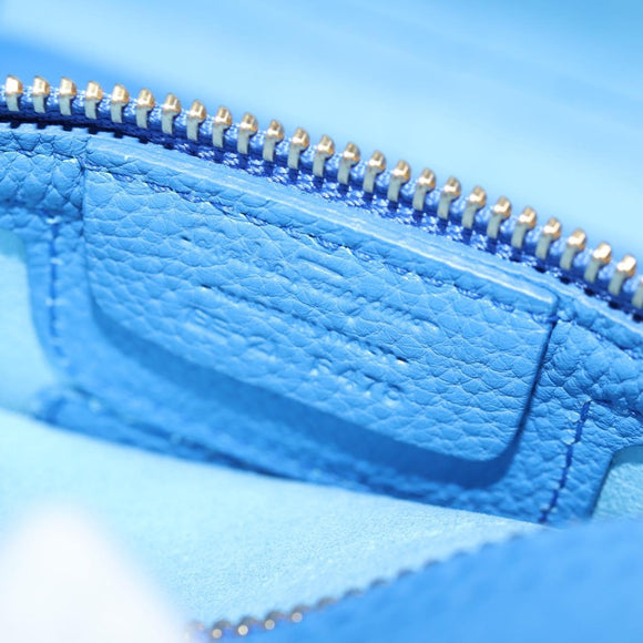 Salvatore Ferragamo Gancini Hand Bag Leather 2way Blue Gold Auth 140859V