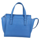 Salvatore Ferragamo Gancini Hand Bag Leather 2way Blue Gold Auth 140859V-2