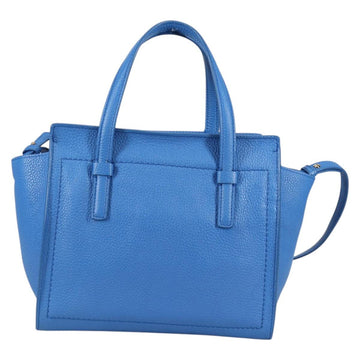 Salvatore Ferragamo Gancini Hand Bag Leather 2way Blue Gold Auth 140859V - 0