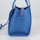 Salvatore Ferragamo Gancini Hand Bag Leather 2way Blue Gold Auth 140859V-3
