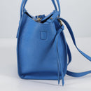 Salvatore Ferragamo Gancini Hand Bag Leather 2way Blue Gold Auth 140859V-4