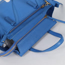 Salvatore Ferragamo Gancini Hand Bag Leather 2way Blue Gold Auth 140859V-6