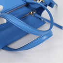 Salvatore Ferragamo Gancini Hand Bag Leather 2way Blue Gold Auth 140859V-7
