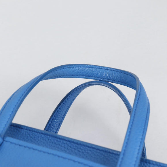 Salvatore Ferragamo Gancini Hand Bag Leather 2way Blue Gold Auth 140859V