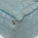 CHANEL New Travel Line Tote Bag Nylon Light Blue Silver CC Auth 140891-15