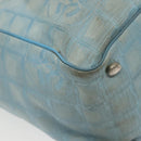 CHANEL New Travel Line Tote Bag Nylon Light Blue Silver CC Auth 140891-16