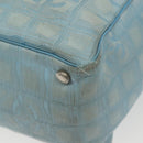 CHANEL New Travel Line Tote Bag Nylon Light Blue Silver CC Auth 140891-9