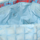 CHANEL New Travel Line Tote Bag Nylon Light Blue Silver CC Auth 140891-12