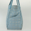 CHANEL New Travel Line Tote Bag Nylon Light Blue Silver CC Auth 140891-3