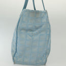 CHANEL New Travel Line Tote Bag Nylon Light Blue Silver CC Auth 140891-4
