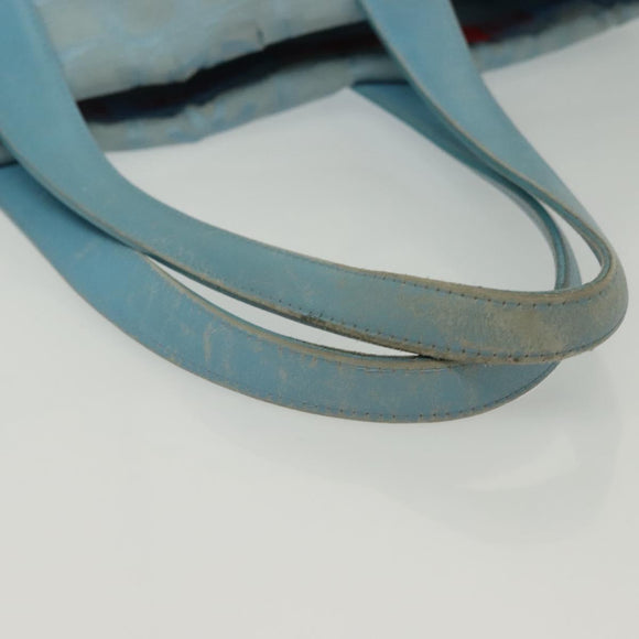 CHANEL New Travel Line Tote Bag Nylon Light Blue Silver CC Auth 140891