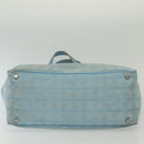 CHANEL New Travel Line Tote Bag Nylon Light Blue Silver CC Auth 140891-5