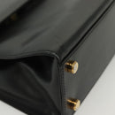 Salvatore Ferragamo Gancini Hand Bag Leather Black Gold Auth 140892-10