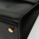 Salvatore Ferragamo Gancini Hand Bag Leather Black Gold Auth 140892-11