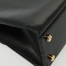 Salvatore Ferragamo Gancini Hand Bag Leather Black Gold Auth 140892-12