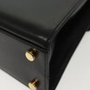 Salvatore Ferragamo Gancini Hand Bag Leather Black Gold Auth 140892-13