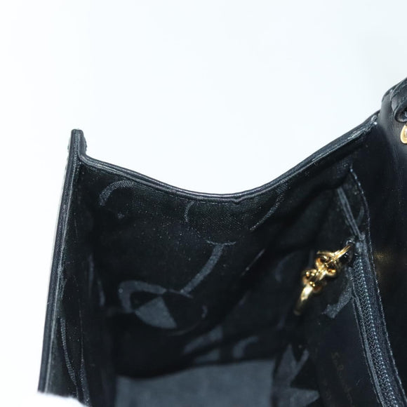 Salvatore Ferragamo Gancini Hand Bag Leather Black Gold Auth 140892