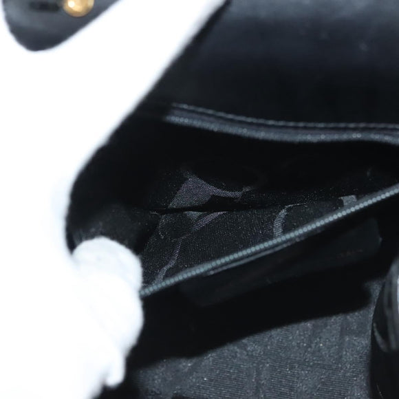 Salvatore Ferragamo Gancini Hand Bag Leather Black Gold Auth 140892