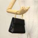 Salvatore Ferragamo Gancini Hand Bag Leather Black Gold Auth 140892-20