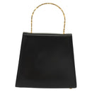 Salvatore Ferragamo Gancini Hand Bag Leather Black Gold Auth 140892-3