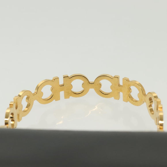 Salvatore Ferragamo Gancini Hand Bag Leather Black Gold Auth 140892