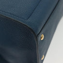 Salvatore Ferragamo Hand Bag Leather Blue Gold Auth 140893-15