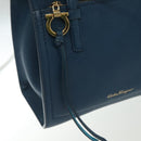 Salvatore Ferragamo Hand Bag Leather Blue Gold Auth 140893-17