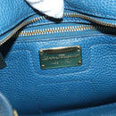 Salvatore Ferragamo Hand Bag Leather Blue Gold Auth 140893-19