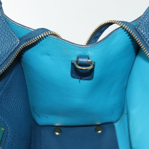 Salvatore Ferragamo Hand Bag Leather Blue Gold Auth 140893