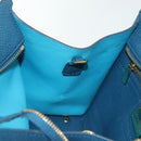 Salvatore Ferragamo Hand Bag Leather Blue Gold Auth 140893-21