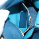 Salvatore Ferragamo Hand Bag Leather Blue Gold Auth 140893-22