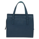 Salvatore Ferragamo Hand Bag Leather Blue Gold Auth 140893-2