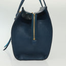 Salvatore Ferragamo Hand Bag Leather Blue Gold Auth 140893-3
