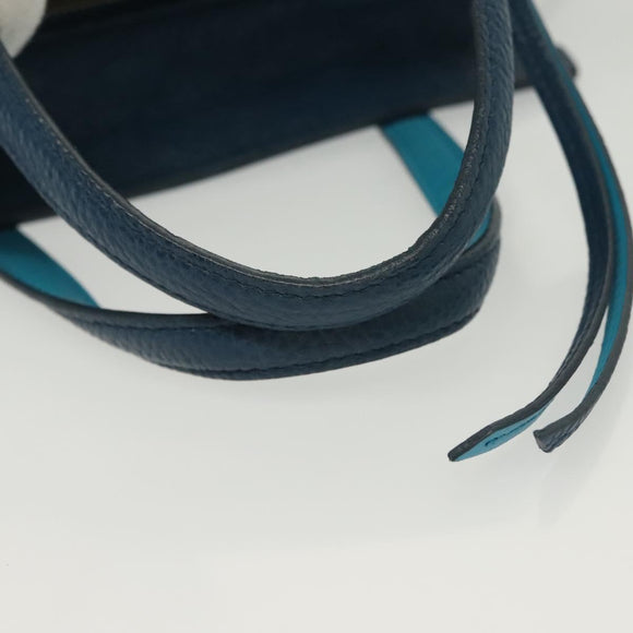 Salvatore Ferragamo Hand Bag Leather Blue Gold Auth 140893