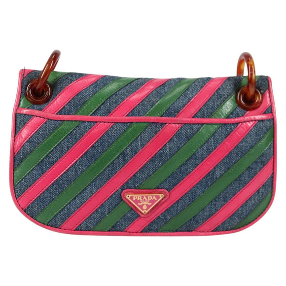 PRADA Shoulder Bag Denim Blue Auth 140894V