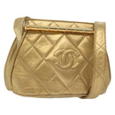 CHANEL Shoulder Bag Lamb Skin Gold CC Auth 140900-1