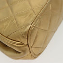 CHANEL Shoulder Bag Lamb Skin Gold CC Auth 140900-15