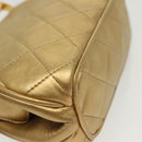 CHANEL Shoulder Bag Lamb Skin Gold CC Auth 140900-17