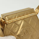 CHANEL Shoulder Bag Lamb Skin Gold CC Auth 140900-9