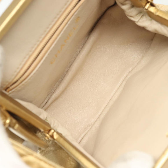 CHANEL Shoulder Bag Lamb Skin Gold CC Auth 140900